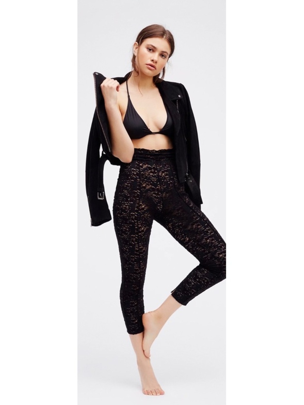 Free People Black Not Just A Lace Legging Size S/P
